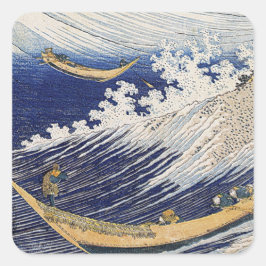 Adesivo Quadrado Katsushika Hokusai. Ondas oceânicas