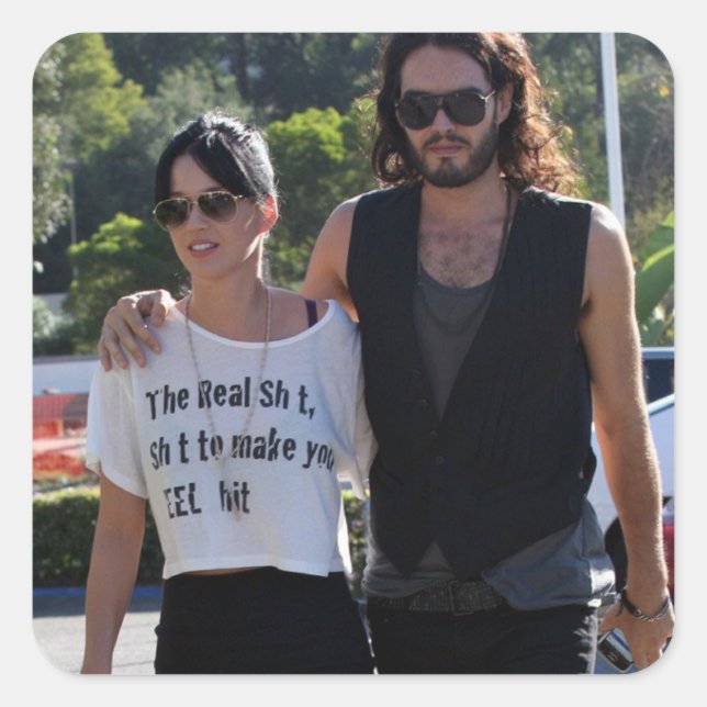 Adesivo Quadrado Katy Perry et Russel Brand (Frente)