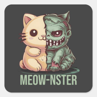 Adesivo Quadrado Kawaii Cat Zombie