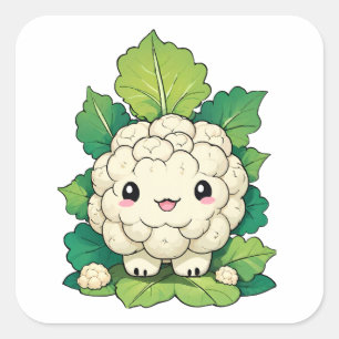 Adesivo Quadrado Kawaii Cauliflower