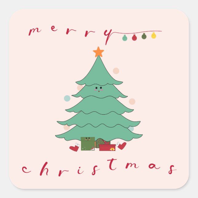 Adesivo Quadrado Kawaii Christmas Sticker (Frente)