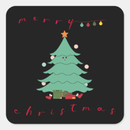 Adesivo Quadrado Kawaii Christmas Sticker