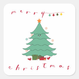 Adesivo Quadrado Kawaii Christmas Sticker