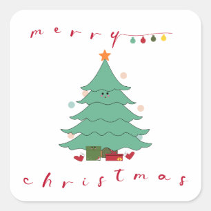 Adesivo Quadrado Kawaii Christmas Sticker