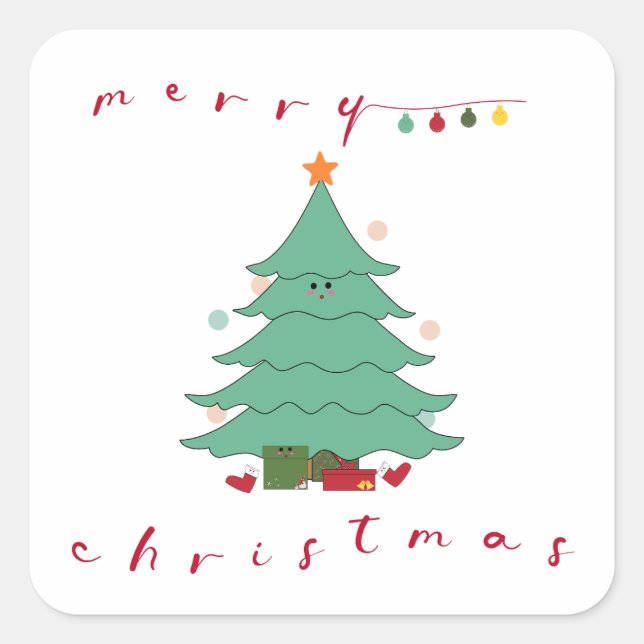 Adesivo Quadrado Kawaii Christmas Sticker (Frente)