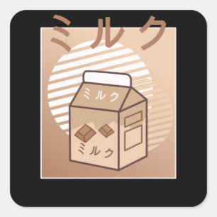 Adesivo Quadrado Kawaii Cow Retro Japonês Chocolate Milk Cows