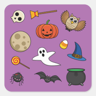 Adesivo Quadrado Kawaii Halloween Pack