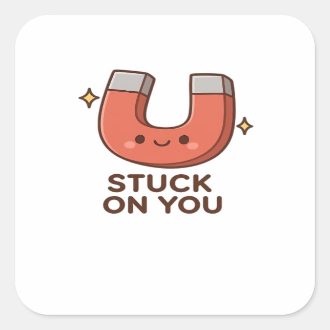 Adesivo Quadrado Kawaii Magnet Stuck On You Cute Playful Style  (Frente)
