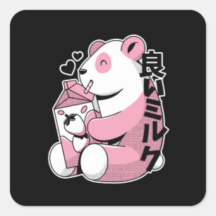 Adesivo Quadrado Kawaii Panda