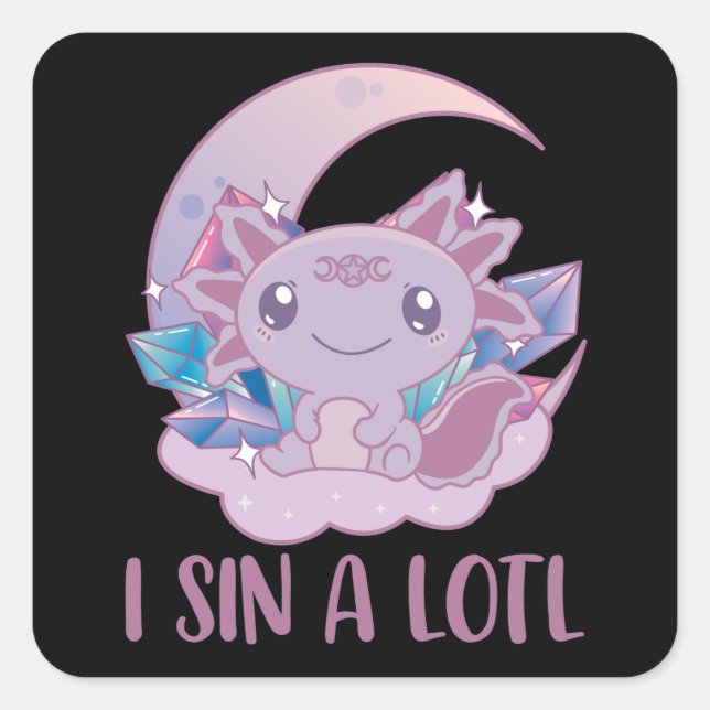 Adesivo Quadrado Kawaii Pastel Cores Gótico Gótico Axolotl (Frente)