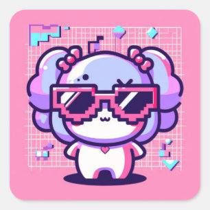 Adesivo Quadrado Kawaii Pixel Pal