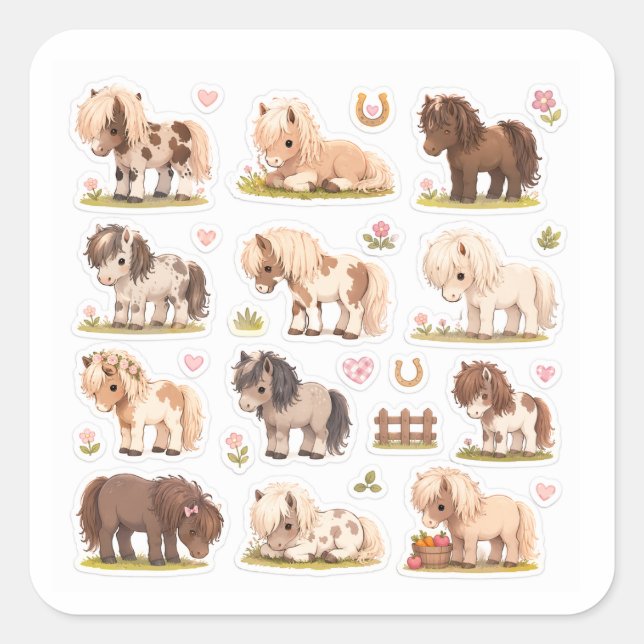 Adesivo Quadrado kawaii pony stickers sheet (Frente)