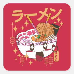 Adesivo Quadrado kawaii RAMEN Faux Canvas