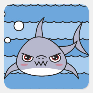 Adesivo Quadrado Kawaii Shark