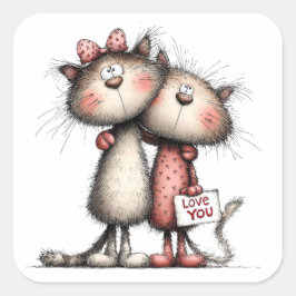 Adesivo Quadrado Kawaii Valentine Character 3 Inch Sticker – Cute L