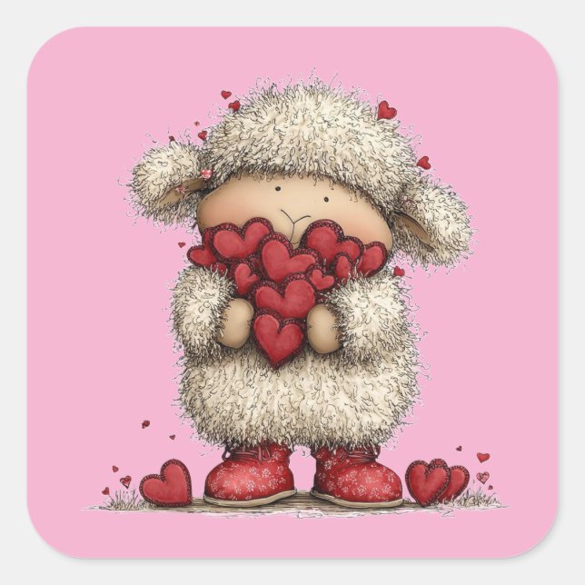 Adesivo Quadrado Kawaii Valentine Character 3 Inch Sticker – Cute L (Frente)