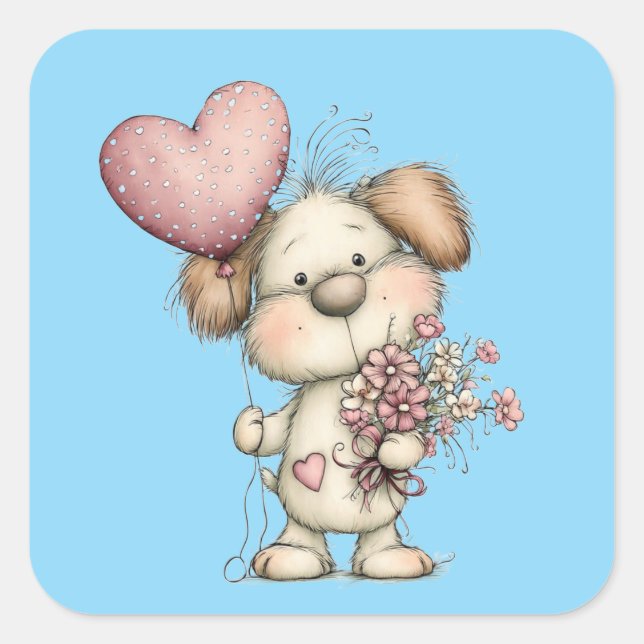 Adesivo Quadrado Kawaii Valentine Character 3 Inch Sticker – Cute L (Frente)