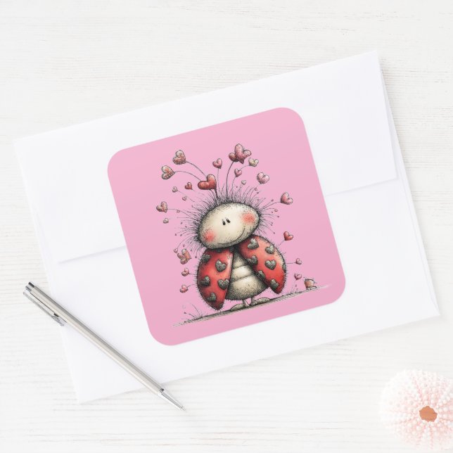 Adesivo Quadrado Kawaii Valentine Character 3 Inch Sticker – Cute L (Envelope)