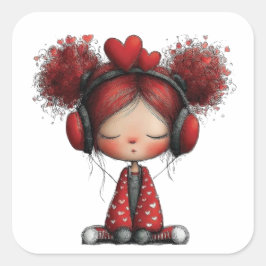 Adesivo Quadrado Kawaii Valentine Character 3 Inch Sticker – Cute L