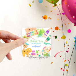 Adesivo Quadrado Kawaii Vestir Por Uma Festa De Arte Mess Obrigado