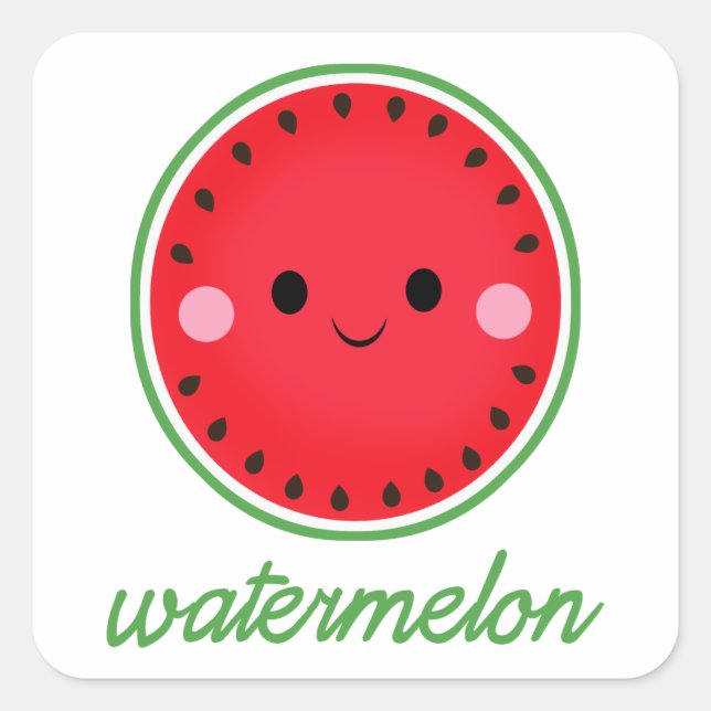 Adesivo Quadrado Kawaii Watermelon (Frente)