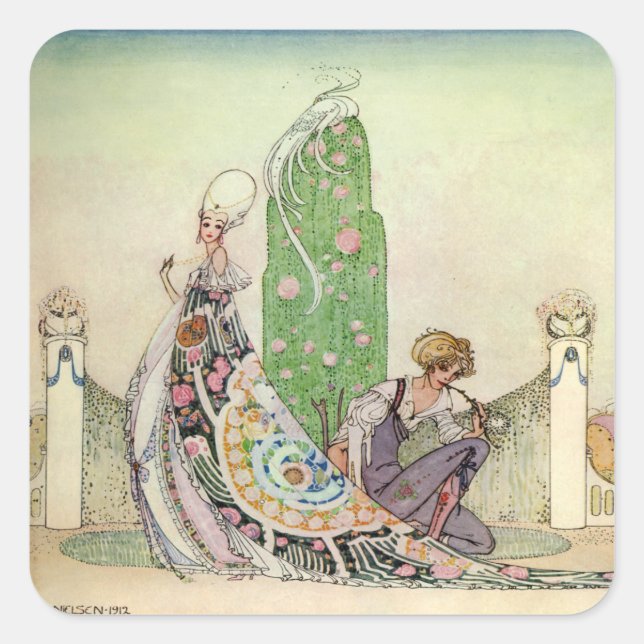 Adesivo Quadrado Kay Nielsen's A Princesa e o Gardener (Frente)