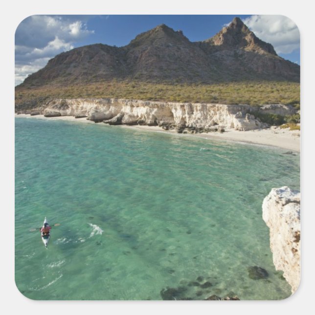 Adesivo Quadrado Kayaker do mar no Golfo da Califórnia em Isla (Frente)