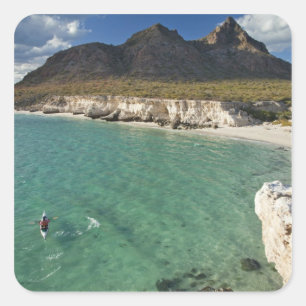 Adesivo Quadrado Kayaker do mar no Golfo da Califórnia em Isla