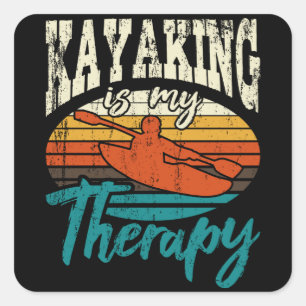 Adesivo Quadrado Kayaking É Minha Terapia Engraçada Kayaking Kayak