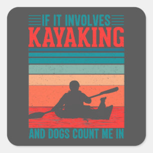 Adesivo Quadrado Kayaks e Cachorros Contam comigo
