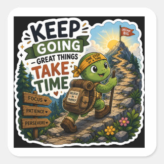 Adesivo Quadrado Keep Going – One Step at a Time Turtle Sticker