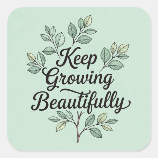 Adesivo Quadrado Keep growing beautifully  (Frente)