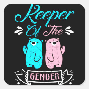 Adesivo Quadrado Keeper of the Gender Pink and Blue Teddy Bear