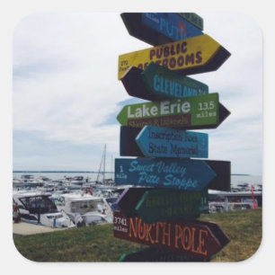 Adesivo Quadrado Kelley's Island, Ohio Sign Photo Sticker