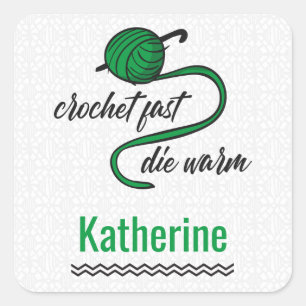 Adesivo Quadrado Kelly Green Crochet Rápido, Morra Quente