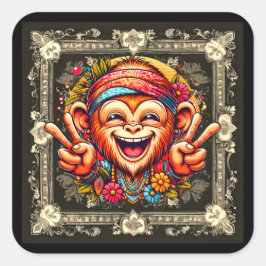 Adesivo Quadrado "Kelly the Chill Monkey Sticker"