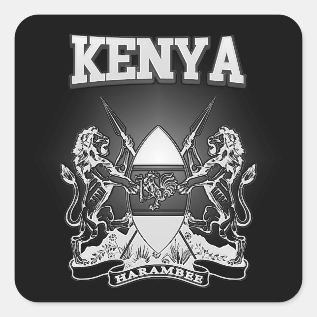 Adesivo Quadrado Kenya Coat of Arms (Frente)