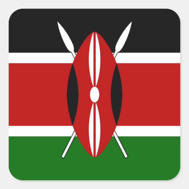 Adesivo Quadrado Kenya Flag Art - Patriotic & Modern Design (Frente)
