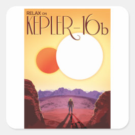 Adesivo Quadrado Kepler-16b: Binary Solar Sunset Fine Art Space