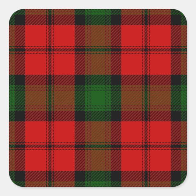 Adesivo Quadrado Kerr tartan green xadrez vermelha (Frente)