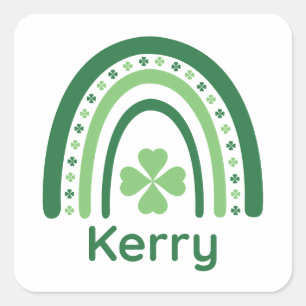 Adesivo Quadrado Kerry Name Clover Boho Rainbow