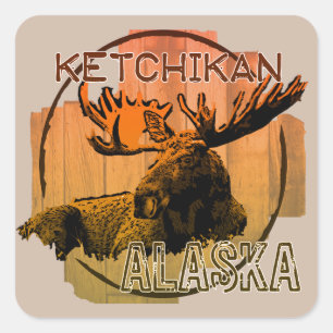 Adesivo Quadrado Ketchikan Alaska - autocolantes laranja