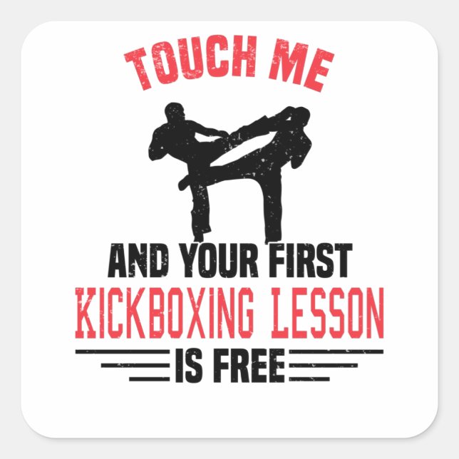 Adesivo Quadrado Kickboxer Artes Marciais do Kickboxer Sparing (Frente)