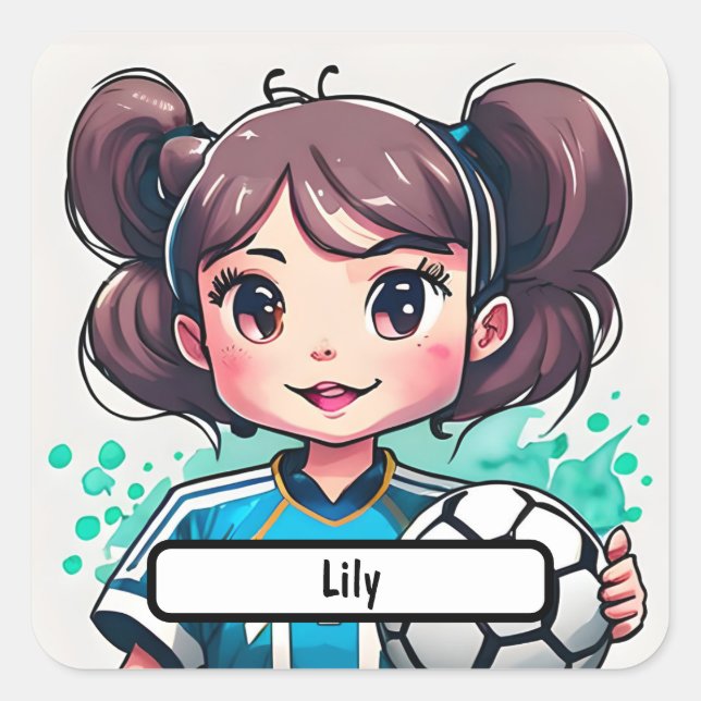 Adesivo Quadrado Kickin' Cutie Sticker Com Nametag Personalizado (Frente)