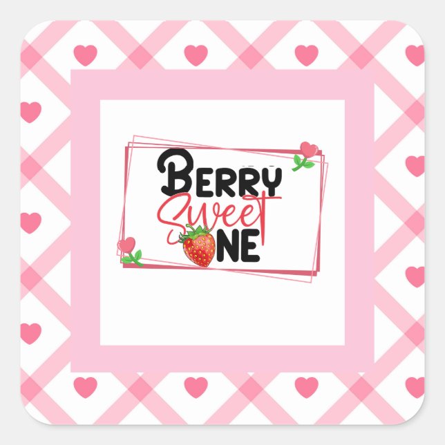 Adesivo Quadrado Kids Berry Sweet One Party Square Sticker (Frente)