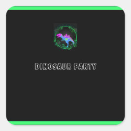 Adesivo Quadrado Kids Dinossaur Festa de aniversário Square Sticker