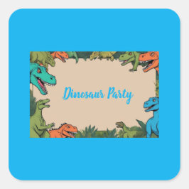 Adesivo Quadrado Kids Dinossaur Party Square Sticker
