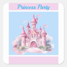 Kids Princess Party Square Sticker