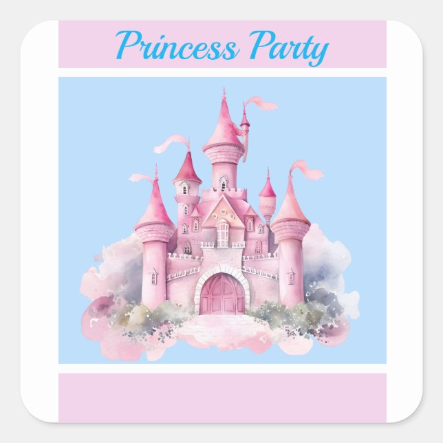 Adesivo Quadrado Kids Princess Party Square Sticker (Frente)