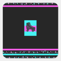 Kids Retro Roller Party Square Sticker